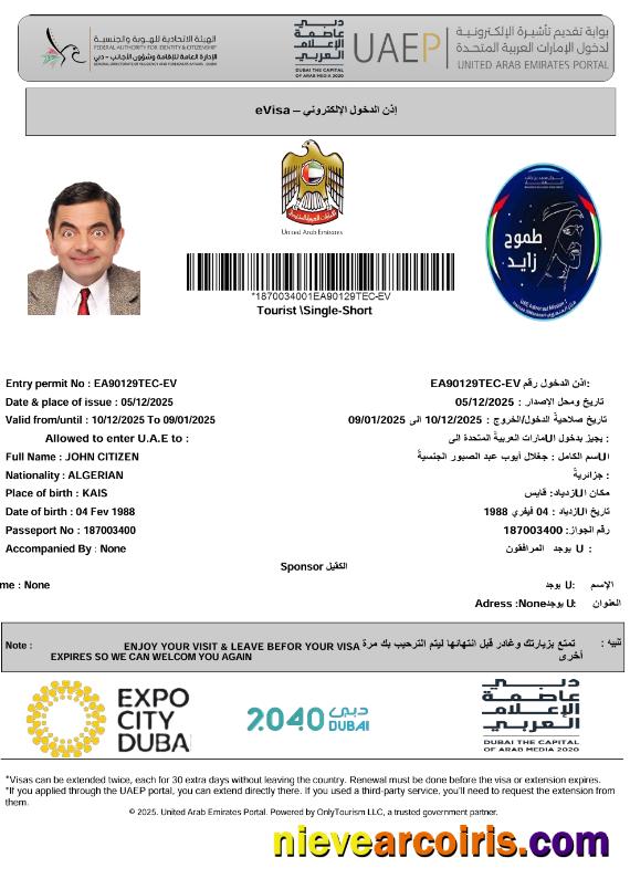 UAE e-visa, version 2